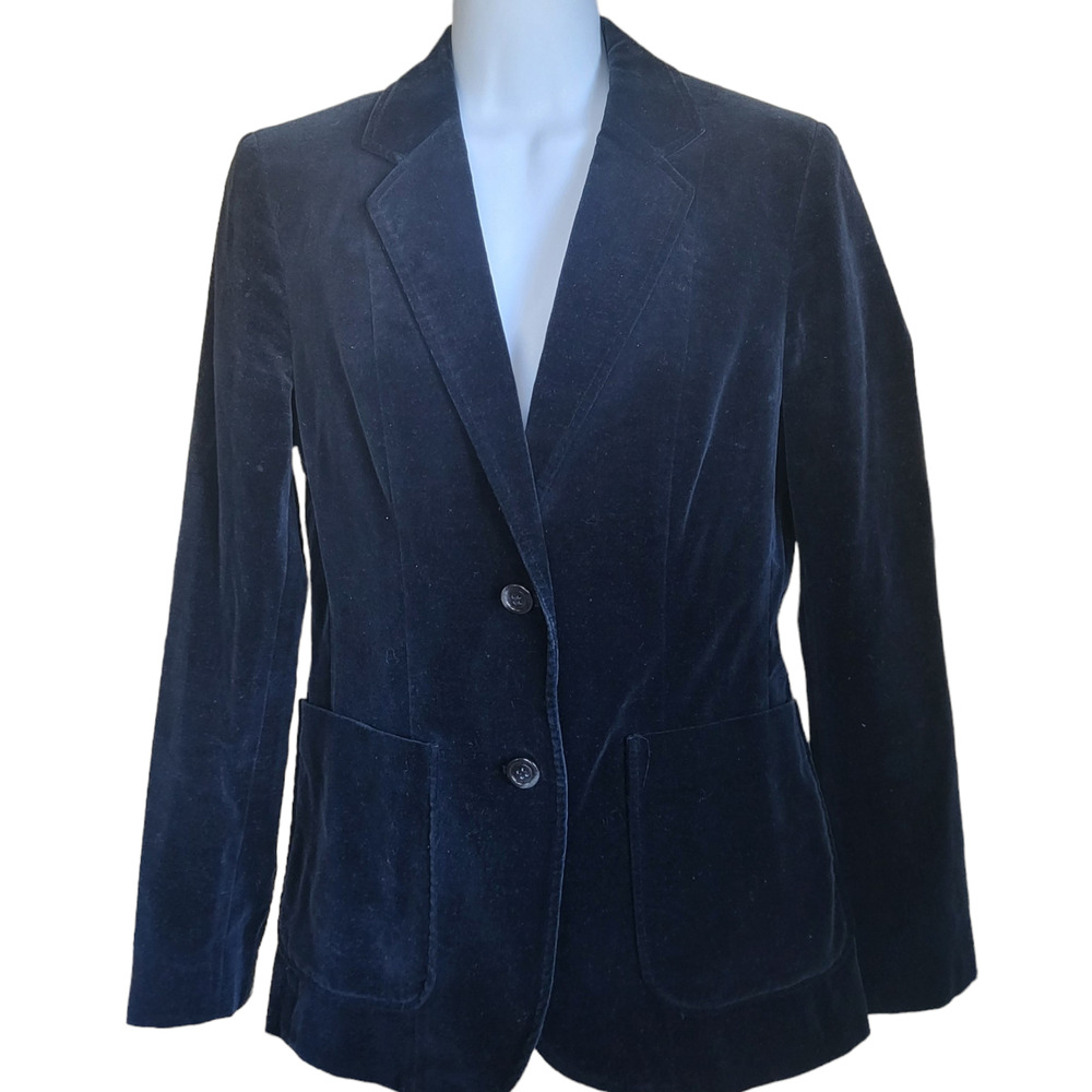 Vintage Bistro Brand 100% Cotton Women's Black Velvet Blazer Size 8